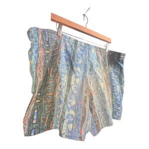Rad 90s 80s Vintage Speedo Swim Trunks Abstract Pattern Blue Pink Size 40